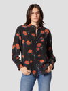 Equipment Leonee Print Silk Button-up Shirt In True Black Multi Poppy