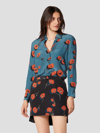 Equipment Bradner Printed Silk Button-front Shirt In Tapestry Blue Multi Poppy