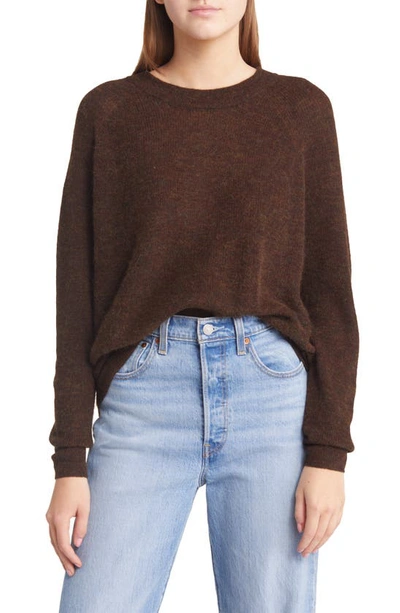 Madewell Elliston Crop Pullover Sweater In Heather Cocoa