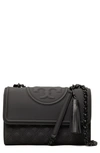 Tory Burch Fleming Medium Quilted Leather Convertible Shoulder Bag In Black