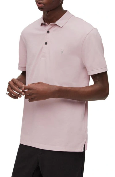 Allsaints Reform Slim Fit Short Sleeve Polo In Faded Mauve