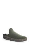 Asportuguesas By Fly London Fly London Come Sneaker Mule In 034 Military Green Tweed/ Felt