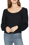 Paige Sylvie Puff Sleeve Tee In Faded Black
