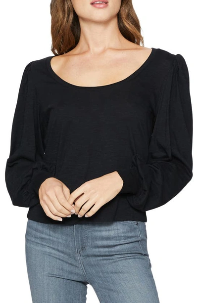 Paige Sylvie Puff Sleeve Tee In Faded Black