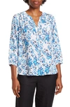 Nydj High/low Crepe Blouse In Blue Willow