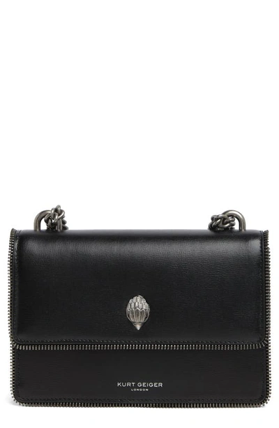 Kurt Geiger Shoreditch Small Leather & Genuine Calf Hair Shoulder Bag In Charcoal
