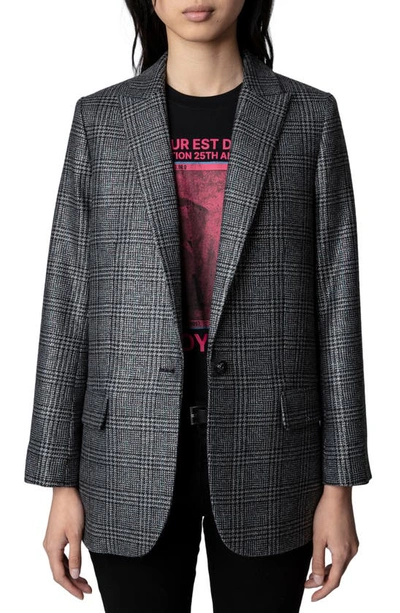 Zadig & Voltaire Check-pattern Blazer In Anthracite