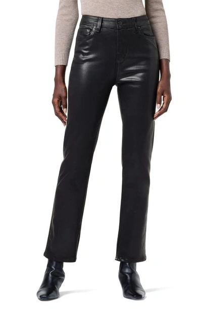 Hudson Nico Coated Straight Leg Ankle Jeans In Coated Black Beauty