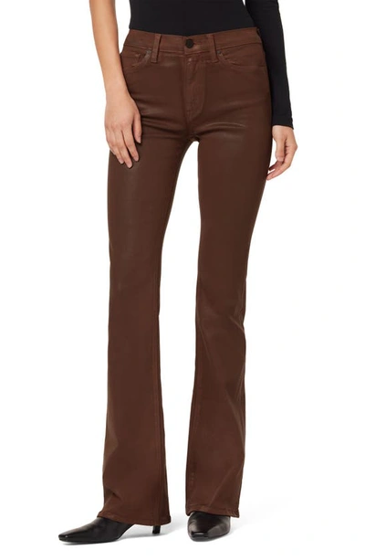 Hudson Barbara High-rise Coated Stretch Bootcut Jeans In Brown