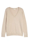 Vince Weekend V-neck Cashmere Sweater In White Sand