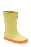 Hunter Kids' First Classic Waterproof Rain Boot In Yellow Light / Aurora Orange