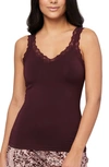 Fleur't Iconic Lace Trim Camisole With Shelf Bra In Cocoa