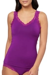 Fleur't Iconic Lace Trim Camisole With Shelf Bra In Dark Orchid