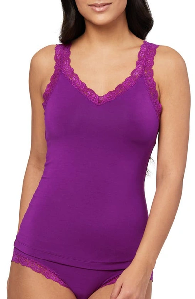 Fleur't Iconic Lace Trim Camisole With Shelf Bra In Dark Orchid