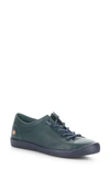 Softinos By Fly London Isla Distressed Sneaker In Forest Green Smooth Leather