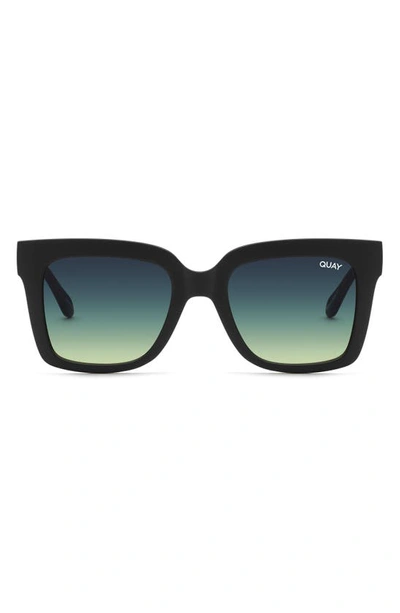 Quay Icy 51mm Gradient Square Sunglasses In Matte Black,smoke Green