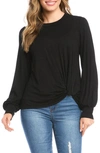 Karen Kane Twist Hem Long Sleeve Top In Black