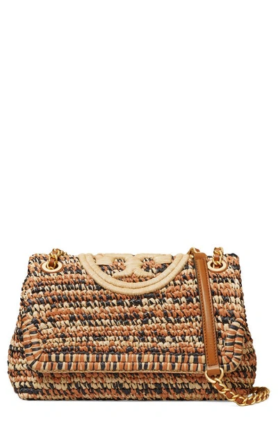 Tory Burch Fleming Soft Raffia Convertible Shoulder Bag In Multi/brass