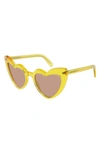Saint Laurent Lou Lou 54mm Heart-shaped Sunglasses In Yellow