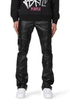 Purple Brand Slim Boot Cut Coated Cargo Pants In Black Patent Leather Cargo