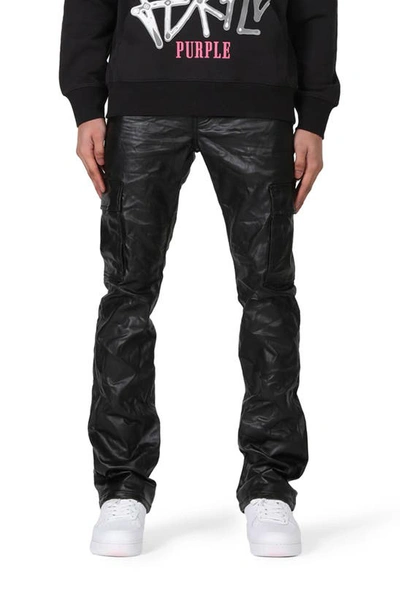 Purple Brand Slim Boot Cut Coated Cargo Pants In Black