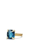 David Yurman Châtelaine Ring With Diamonds In Hampton Blue Topaz