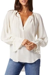Joie Cecarina Ruched Bell-sleeve Tassel Top In Porcelain
