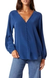 Joie Shariana Long Sleeve Silk Top In Blue