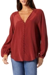 Joie Shariana Long Sleeve Silk Top In Brown