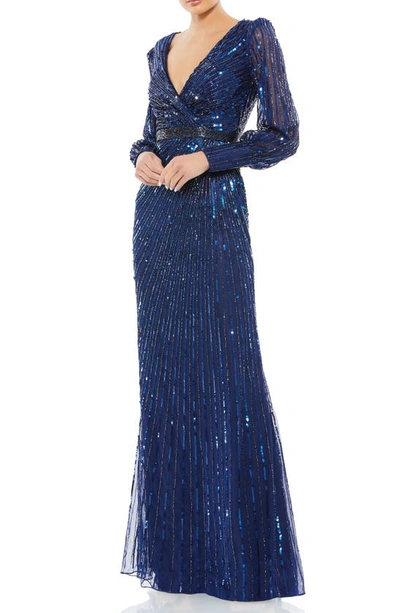 MAC DUGGAL MAC DUGGAL SEQUIN LONG SLEEVE SHEATH GOWN