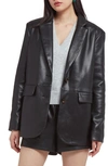 Apparis Vegan-leather Button-up Blazer In Black