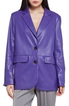 Apparis Killian Vegan Leather Blazer In Electric Purple