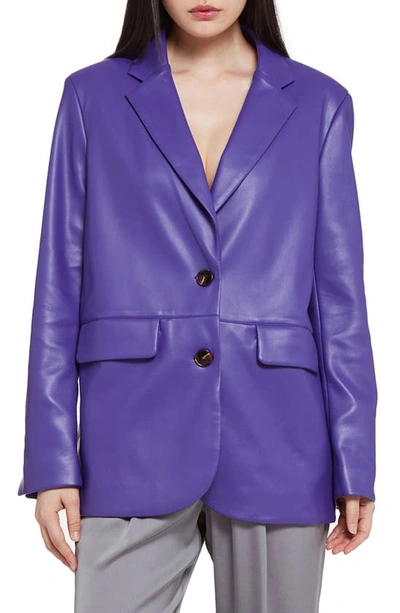 Apparis Killian Vegan Leather Blazer In Electric Purple