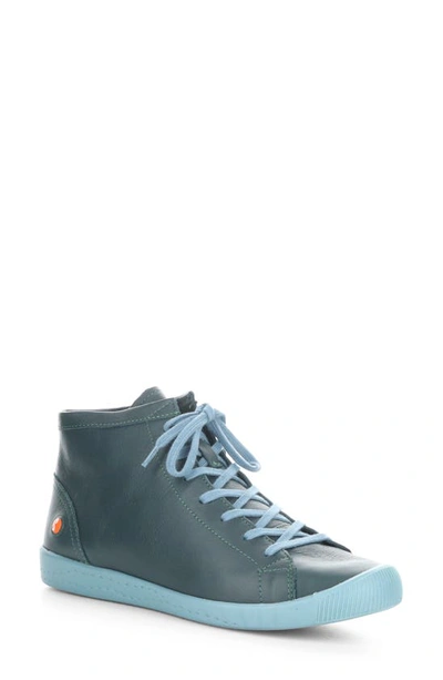 Softinos By Fly London Ibbi Lace-up Sneaker In Forest Green Supple Leather