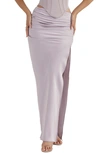 Shop House Of Cb Jia Pleated Satin Maxi Skirt In Grey