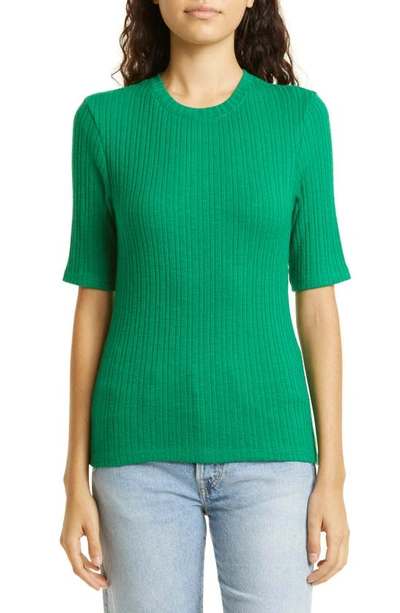 Vince Variegated Rib Mohair & Alpaca Blend Sweater In Emerald