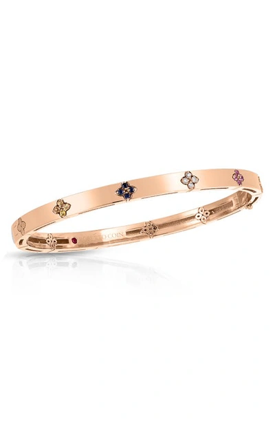 Roberto Coin Women's Love In Verona 18k Rose Gold, Sapphire & Diamond Bangle Bracelet