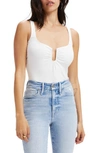 Good American Good Touch U Ring Ruched Thong Bodysuit In Ivory001