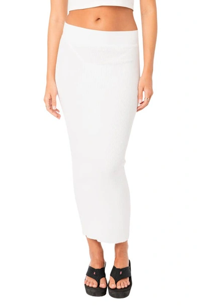 Edikted Leila Knit Maxi Skirt In White