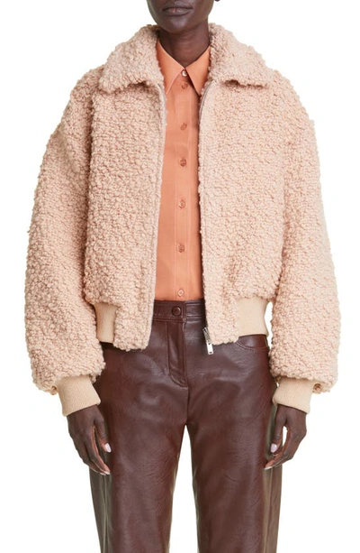 Stella Mccartney Softly Textured Cropped Bomber Jacket In Pink