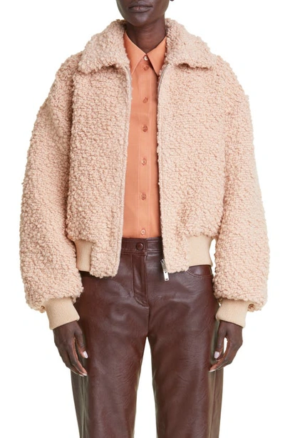 Stella Mccartney Softly Textured Cropped Bomber Jacket In Blush