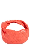 Bottega Veneta Mini Jodie Leather Hobo In Redstone-gold Red