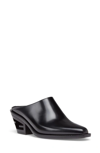 Fendi Vitello Leather Cutout-heel Mules In Noir