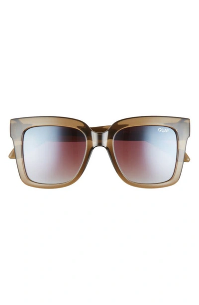 Quay Icy 58mm Square Polarized Sunglasses In Matte Black,smoke Green