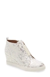 Linea Paolo Felicia Iii Wedge Sneaker In White/silver Print Calf Hair