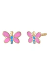 BONY LEVY KIDS' 14K GOLD ENAMEL BUTTERFLY STUD EARRINGS