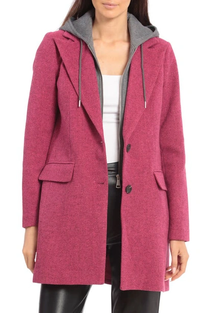 Avec Les Filles Peaked Lapel Jacket With Zip Out Bib In Sugar Plum