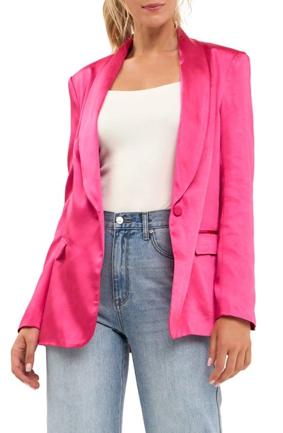Endless Rose The Satin Blazer In Fuchsia