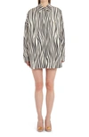 Valentino Zebra Print Cotton & Silk Faille Overshirt In Avorio/nero
