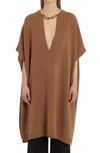 Valentino Brand-plaque Turtleneck Wool And Cashmere-blend Poncho In Cammello